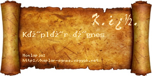 Káplár Ágnes névjegykártya